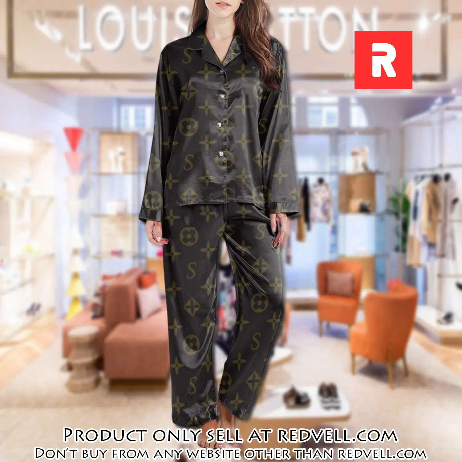 Lv monogram long satin pajama set pjs1019 rv5541807